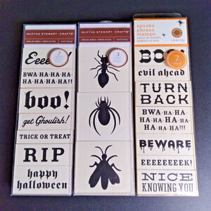 Martha Stewart Crafts Spooky Phrase Insect (17) Wood Stamps Halloween Crafting